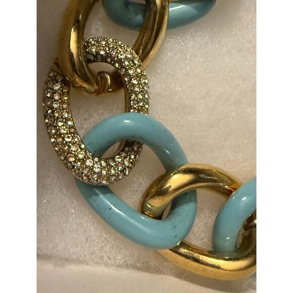 Kate Spade Gold, Turqouise, and Pavé Chunky Chain Bracelet - Picture 5 of 7